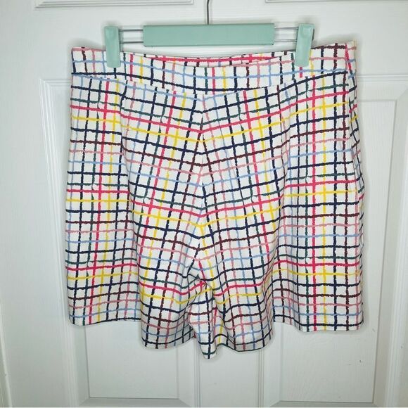 Modcloth High Waist Party Streamers Shorts Blue Pink Rainbow Plaid 12 NWT - Picture 9 of 12